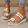 2025 Women's Colorblock Trendy Sandals, Slip On Casual Summer Beach Slides, Non-slip Wedge Slides