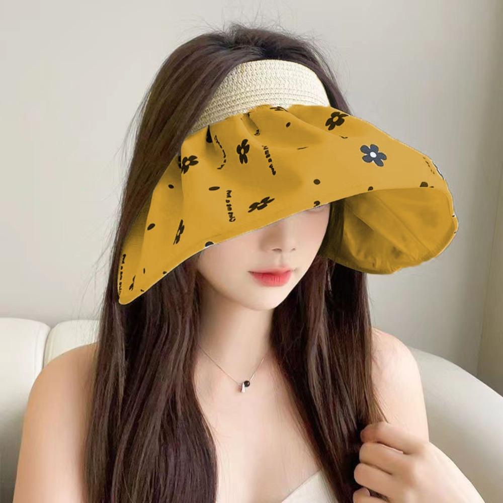 UV Protection Flower Visor Cap Breathable Bucket Hat Outdoor Beach Cap Women Sunhat Summer
