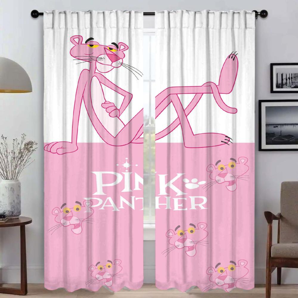 Элегантные шторы для комнаты, розовая пантера, затемняющие шторы, украшения на Хэллоуин, разделительные шторы, 2 шт., гостиная