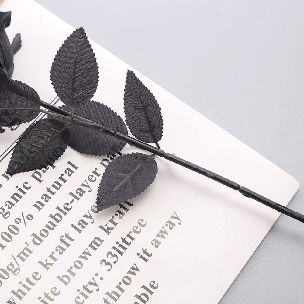 5pcs 50cm Simulation Rose Black Fake Silk Flowers Gift Halloween Black Flower Home