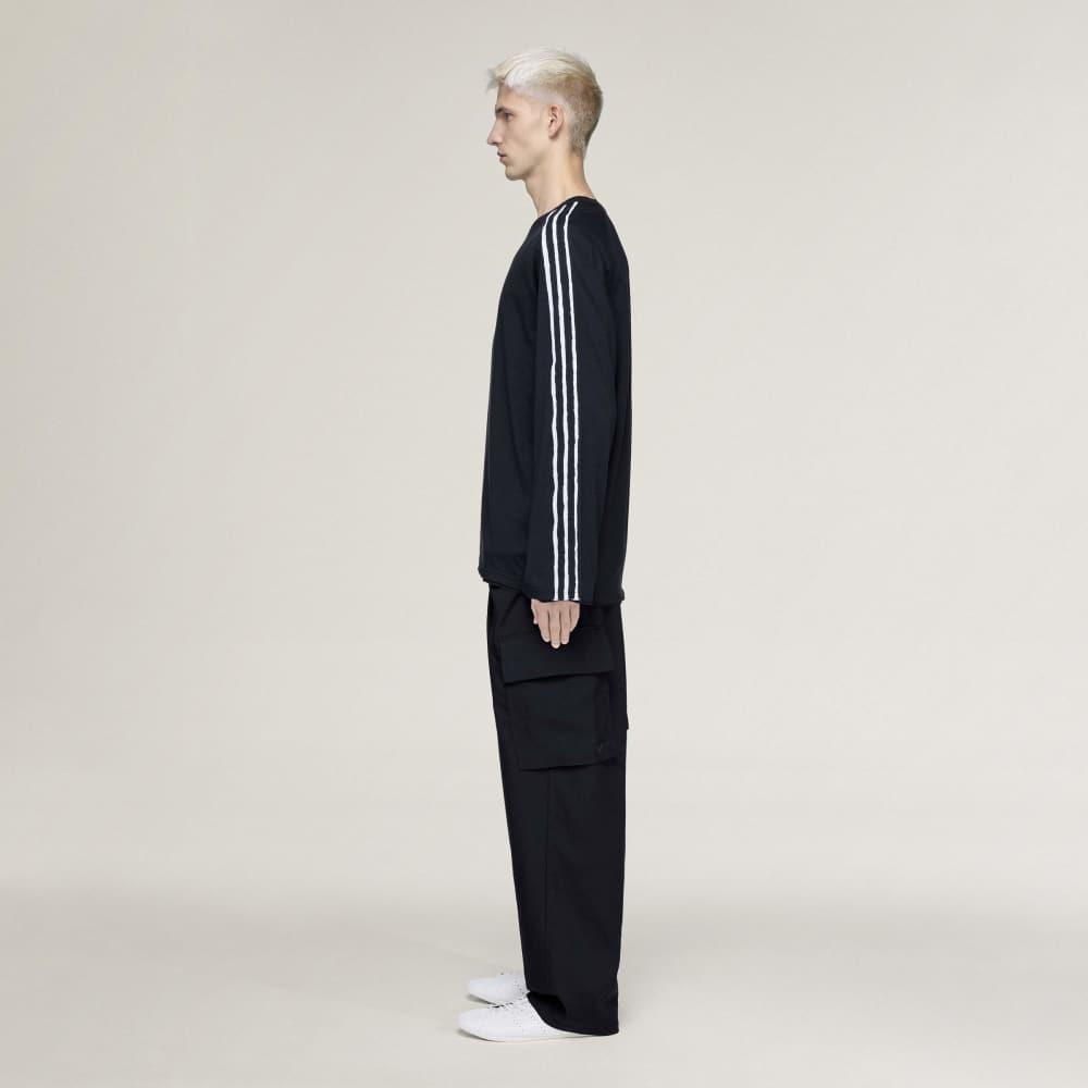 Y-3 SS26 Потертая футболка с тремя полосками, длинный рукав, унисекс, топы KQ9795