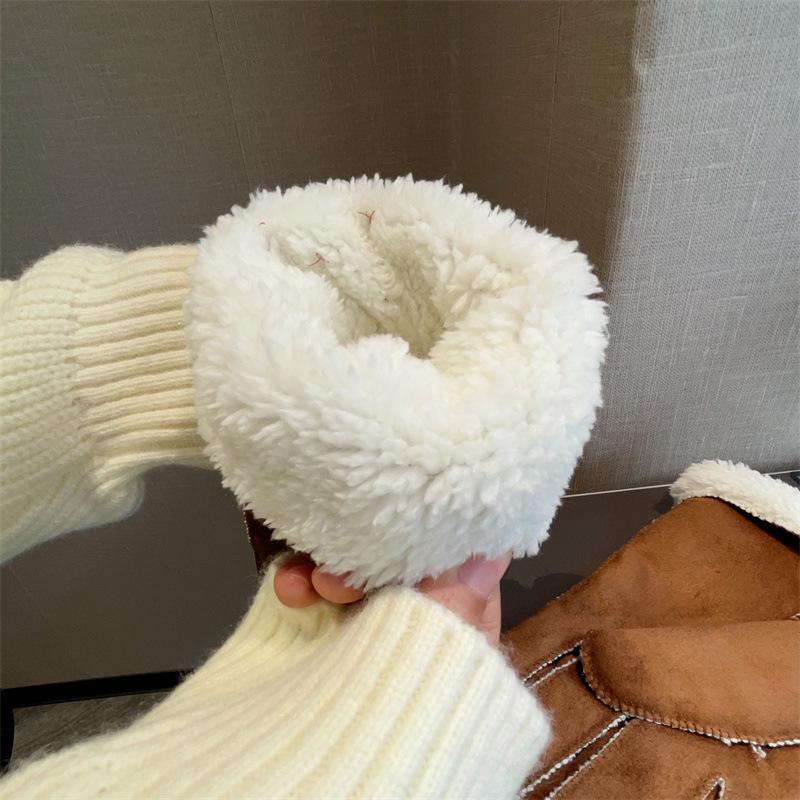 Зимние унисекс плюшевые ветрозащитные перчатки из искусственной овечьей шерсти для езды на велосипеде и вождения