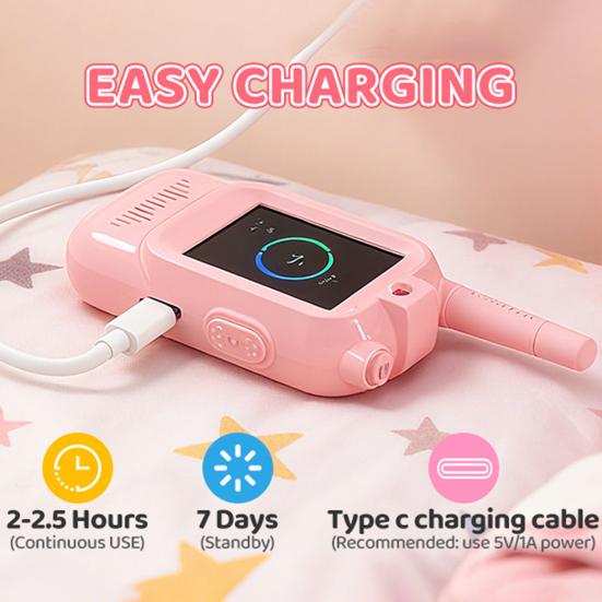 Video Walkie Talkies Toys Rechargeable Play House Toys Adjustable Lanyard Two-Way Video Call Device for Family Role Play & Parent-Child Interaction