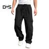 Мужские брюки-карго весна-осень с несколькими карманами, эластичный пояс, прямые спортивные брюки, эластичные брюки, однотонные, свободные, уличный стиль, для бега