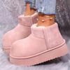 Fashion Sweet Pink Faux Suede Snow Boots Women Winter Warm Short Plush Ankle Boots Woman Korean Non Slip Platform Booties Female