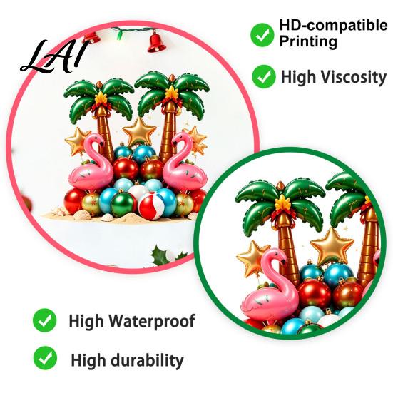 Island Holiday Window Clings Christmas Flamingo Palm Tree Wall Sticker Tropical 3D Effect Removable Festive Home Ornament Decal Waterproof
