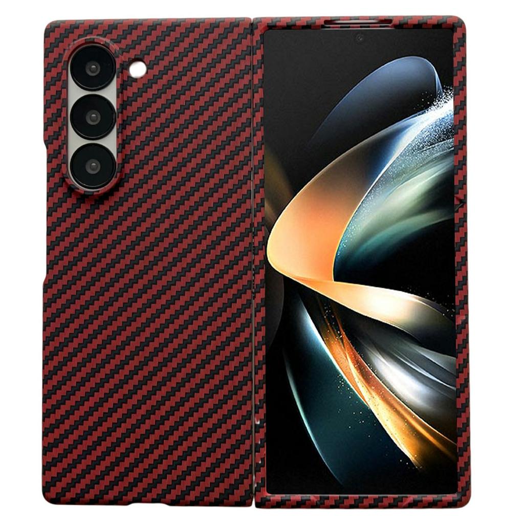 Магнитный чехол для Samsung Galaxy Z Fold4 5G, PC-чехол с текстурой углеродного волокна, с защитной пленкой для экрана