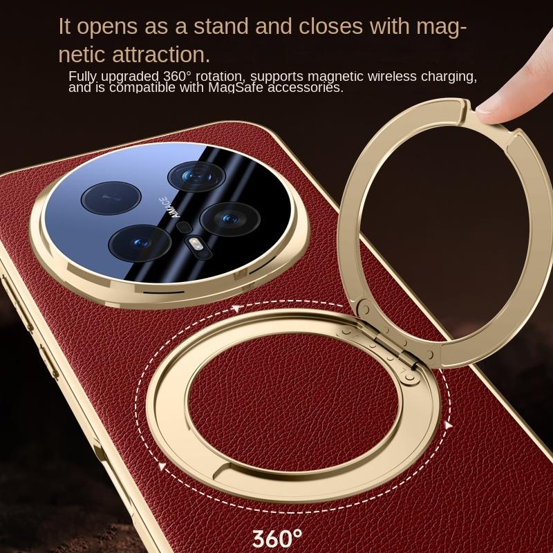 Для Honor Magic 8 8 Pro кожаный текстурированный ремешок с вращающейся на 360° подставкой, магнитное кольцо, чехол для телефона с защитой от отпечатков пальцев