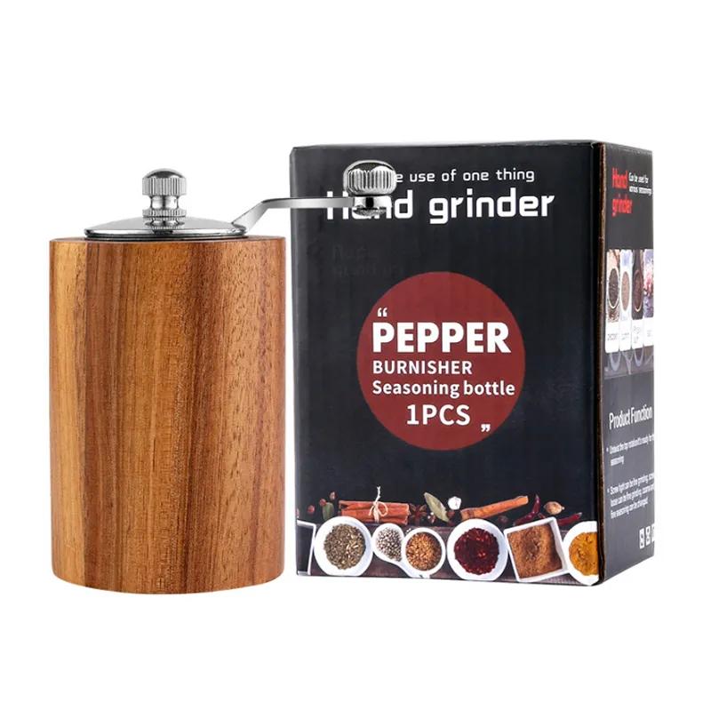 Hand Cranked Pepper Grinder Kitchen Hand Crankedss Solid Wood Sichuan Pepper Black Pepper Grinder Household Sea Salt Pepper Powder Grindingss Bottle