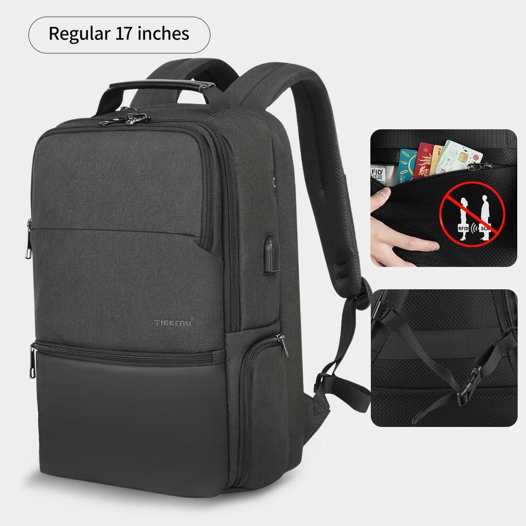 Tigernu Расширяемый рюкзак для мужчин 15,6-19 дюймов, рюкзаки для ноутбуков, мужской дорожный рюкзак, сумка 38 л, деловая сумка большой вместимости