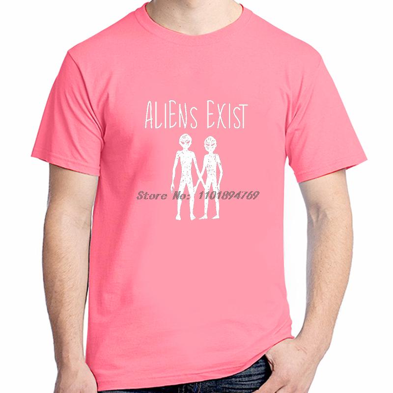 Aliens Exist Funny Alien Couple Alien Saying Fashion Graphic T Shirts High Quality Cotton Short Sleeve Tshirt Unisexs Clothes