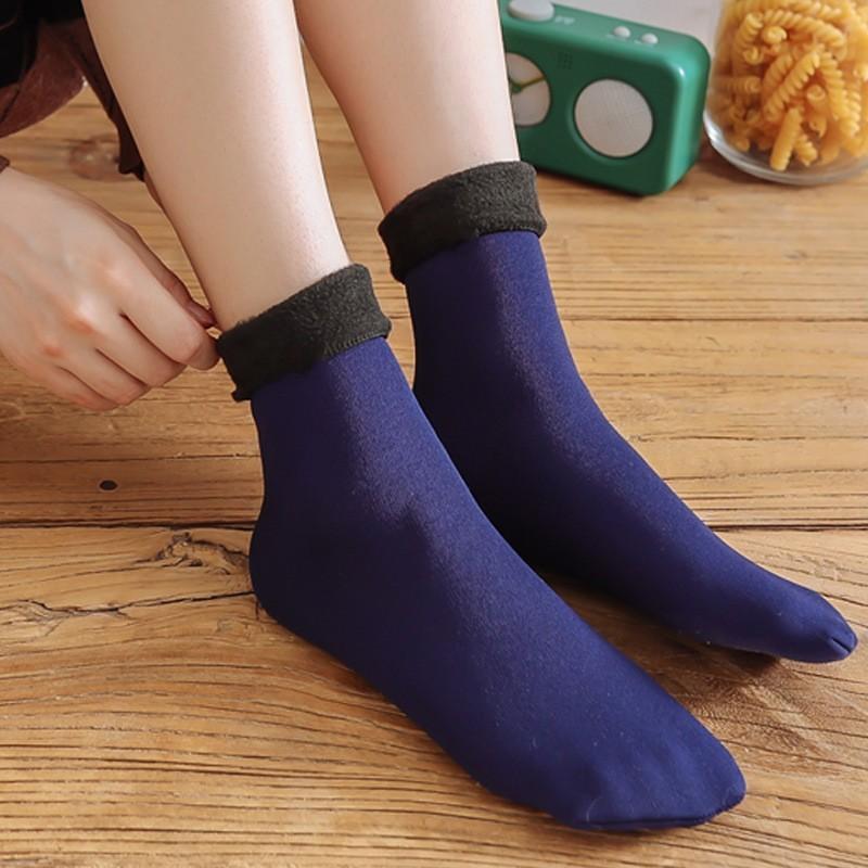 New Women Winter Warm Thicken Thermal Soft Casual Solid Color Socks Wool Cashmere Home Snow Boots Velvet Home Floor Sock