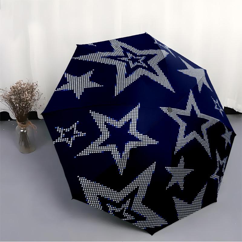 1pc Stars Night Automatic Umbrella - Auto Open/Close Folding Umbrella with Reinforced 8-Rib Frame, 106
