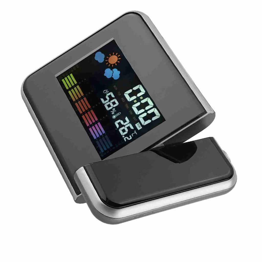 Цифровой светодиодный прогноз погоды проектор календарь влажность дисплей будильник(черный)