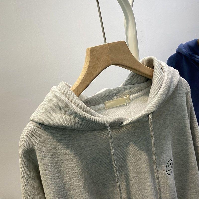 Hoodie Female Korean Fashion Casual Pullover Sweatshirt Women Loose Embroidery Autumn Black Gray Hoody