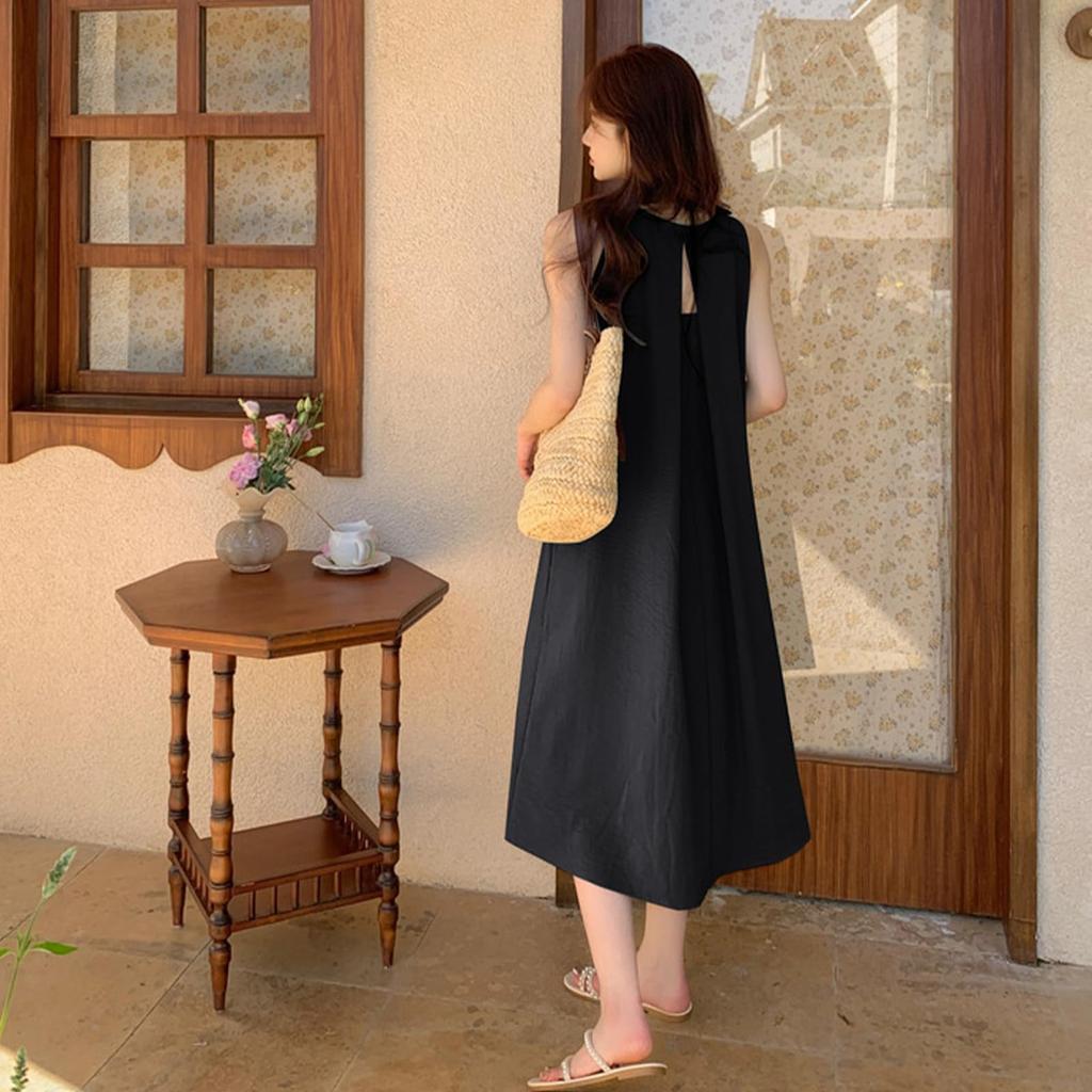 Augseed Безрукавное Плюс Размер Для Беременных Корейский Крой Короткое и Свободное Весенняя Одежда Женское Весенне-Летнее Платье, Длинное, Элегантное, А-силуэта, Размеры, Формальное, Повседневное,