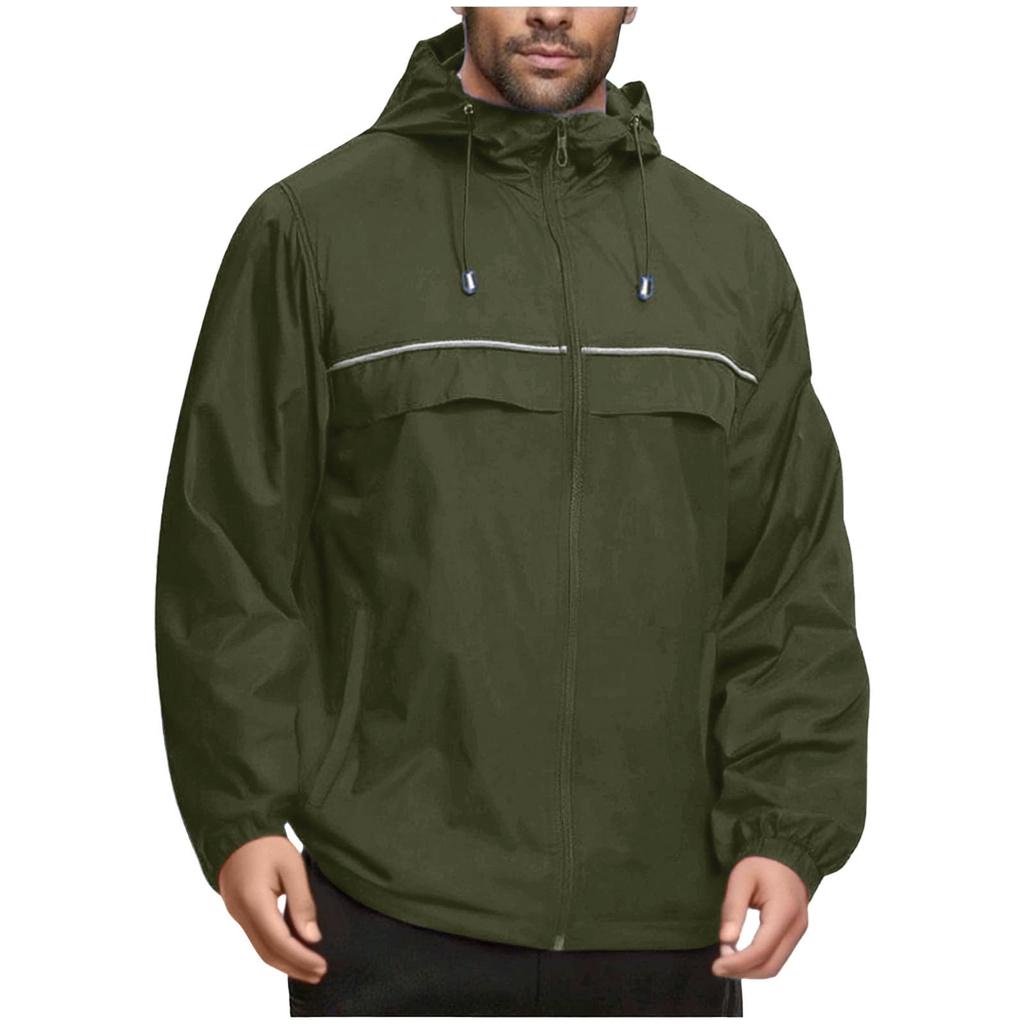 Men Waterproof Windbreaker, Lightweight Hooded Raincoat For Daily Casual