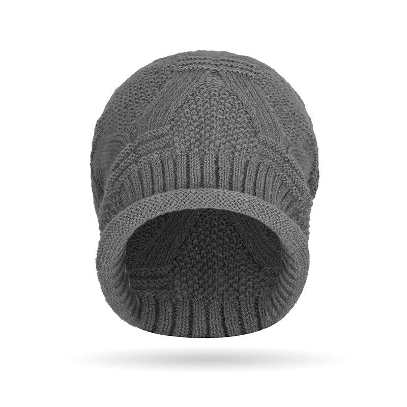 Осенне-зимняя теплая вязаная шапка для мужчин и женщин с узором из конопли, эластичная завитая шерстяная шапка