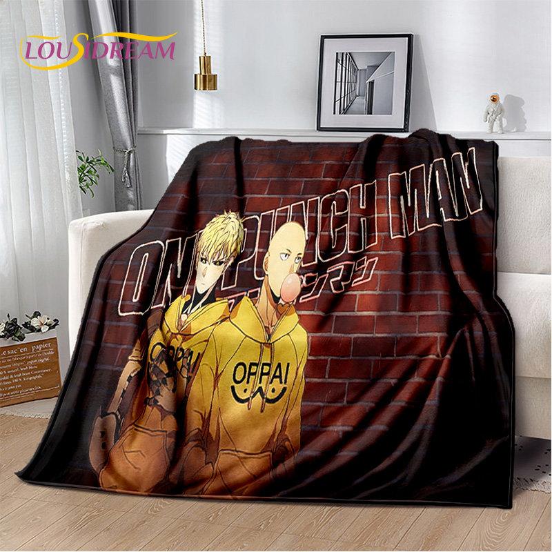 Мягкое плюшевое одеяло с рисунком аниме ONE PUNCH MAN, фланелевое одеяло, одеяло для гостиной, спальни, кровати, дивана, чехол для пикника, детское одеяло