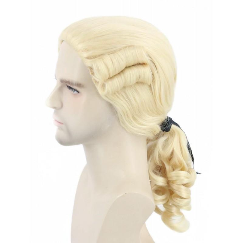 Colonial Wig Long Wavy White Men Halloween Judge Lawyer Cosplay Costume