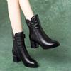 Winter 2025 Women's Chunky Heel Martin Boots: Genuine Leather, Round Toe, Plus Velvet, Fashionable and Versatile Ankle Boots