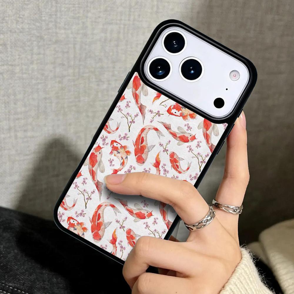 Capa Case for iPhone 17 Air 16 Pro Max 15 Plus 11 13 Mini 14 12 Back Phone Cover Koi Carp Fish