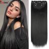 Black Hair Extensions For Women 20 Inch Synthetic Clip In Hair Extensions 4Pcs/Set Thick Hairpieces Straight Fiber Hairpieces