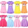 5026 Kids Girls Mira Zoey Rumi Printed Ruffle Short Sleeves Casual Dress