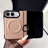 Plain Leather Business Magnetic Phone Case For iPhone Duo 18 With Ring Buckle Multifunctional Protect Phone Cover For Magsafe