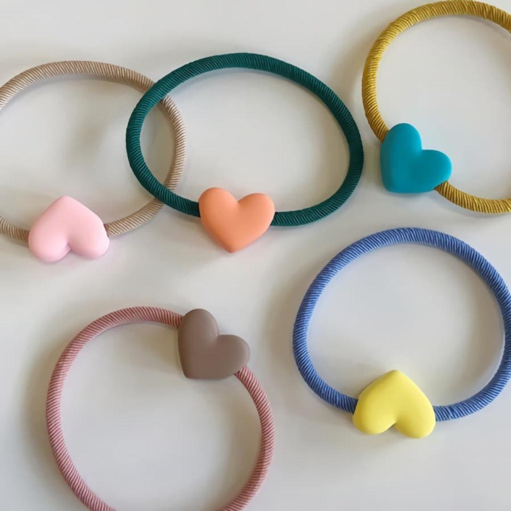 Женская простая повседневная эластичная резинка для волос с сердечком