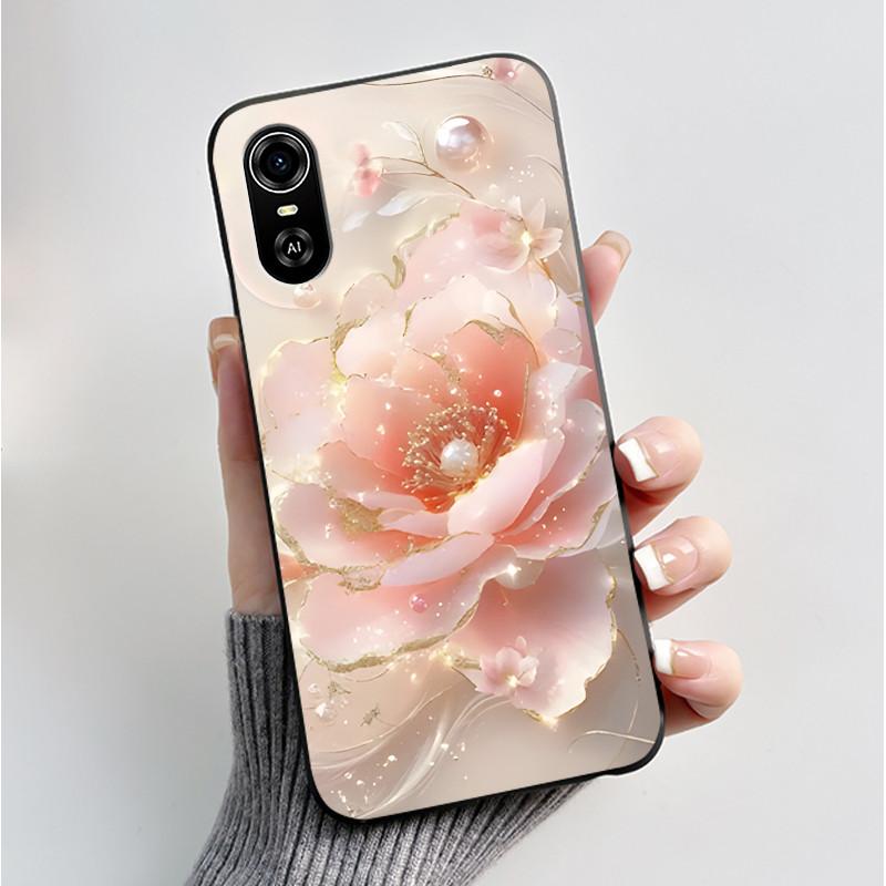 Для чехлов на телефон ZTE Blade A33S Мягкая силиконовая задняя крышка Для ZTE Blade A 33 S Чехол Модный Цветок Черный ТПУ Оболочка Coque A33S Capa