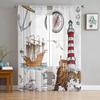 Ancient Lighthouse Sailing Ship Chiffon Sheer Curtains For Living Room Bedroom Decoration Window Tulle Curtains Drapes