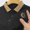 Men's Summer Ice Silk Embroidered Polo Shirt with Lapel
