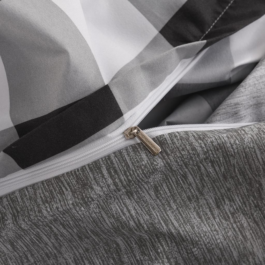 Комплект постельного белья в черную клетку, 1 пододеяльник в клетку и 2 наволочки, легкий комплект постельного белья из микрофибры в клетку Buffalo Check из 3 предметов