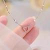 Korean Pink Heart Shape Necklace For Women Shiny Pendant Necklace Chain Party Aesthetic Jewelry Gift