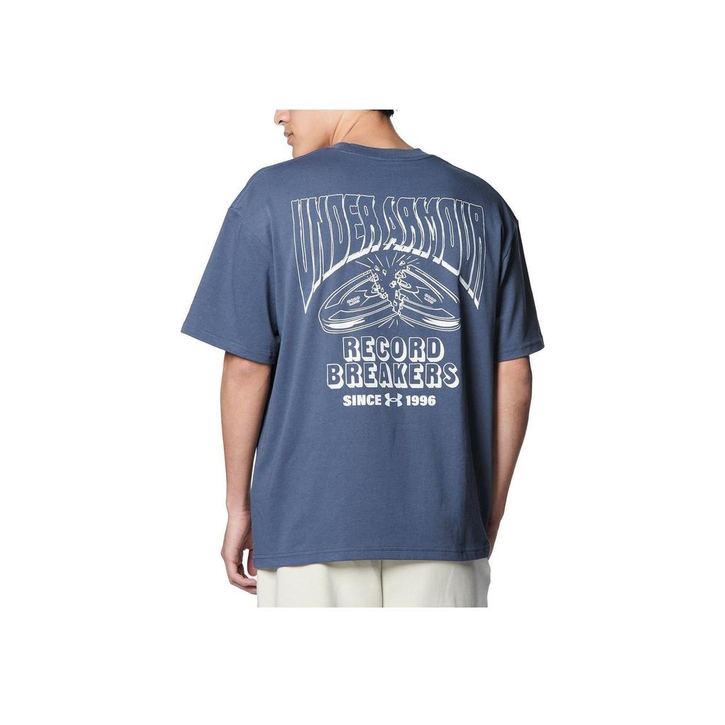 Under Armour Футболка свободного покроя с коротким рукавом и принтом букв, мужская, синяя, 1382857-044