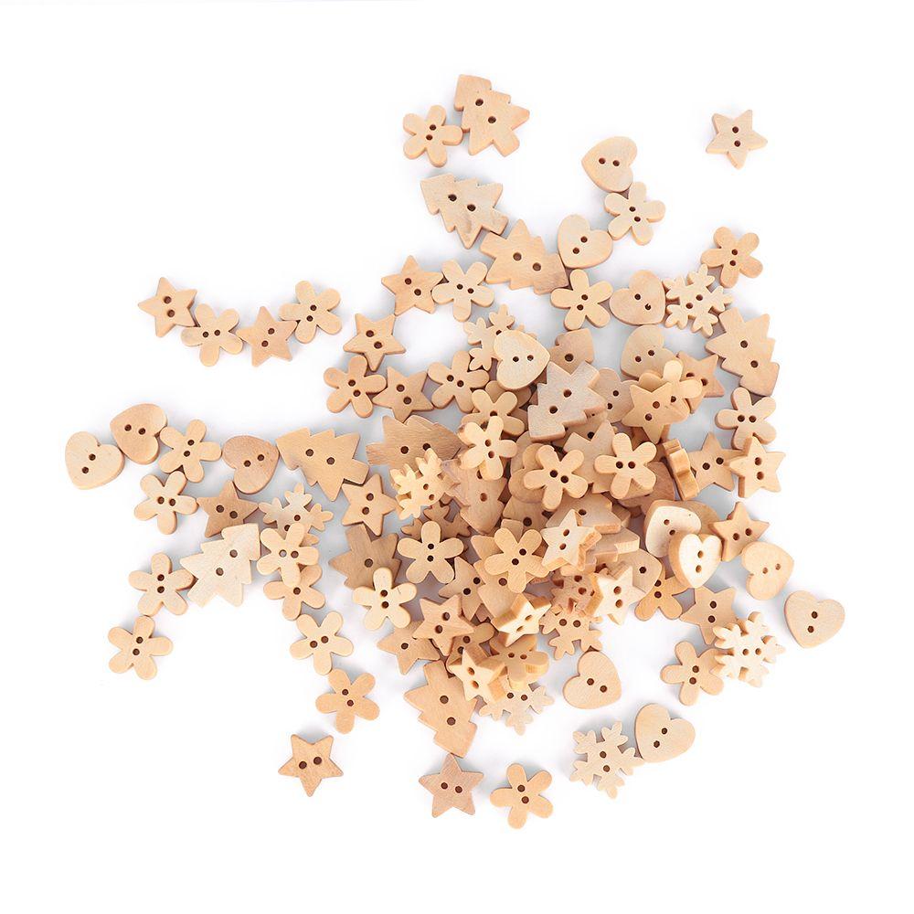 2 Holes Wooden Snowflake DIY Crafts Scrapbooking ChristmasTree Pattern Sewing Wood Buttons