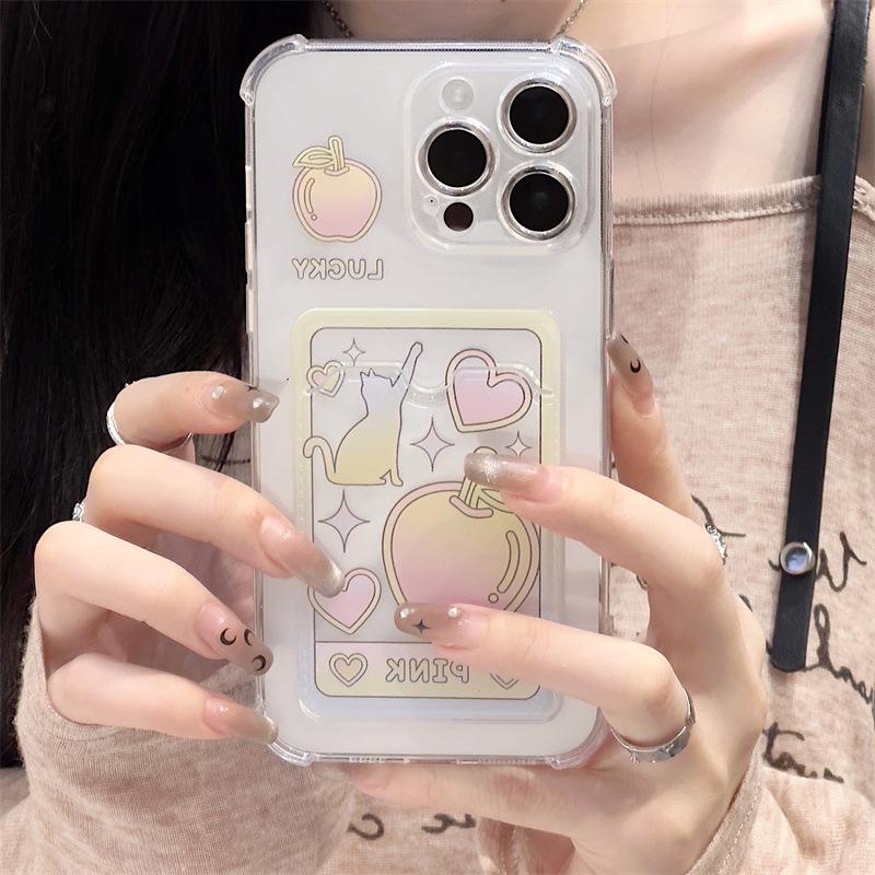 Чехол Zhitai iPhone 16 Pro Max для Apple 15, 14/13 Pro и XS/XR с мультяшным дизайном и держателем для карт