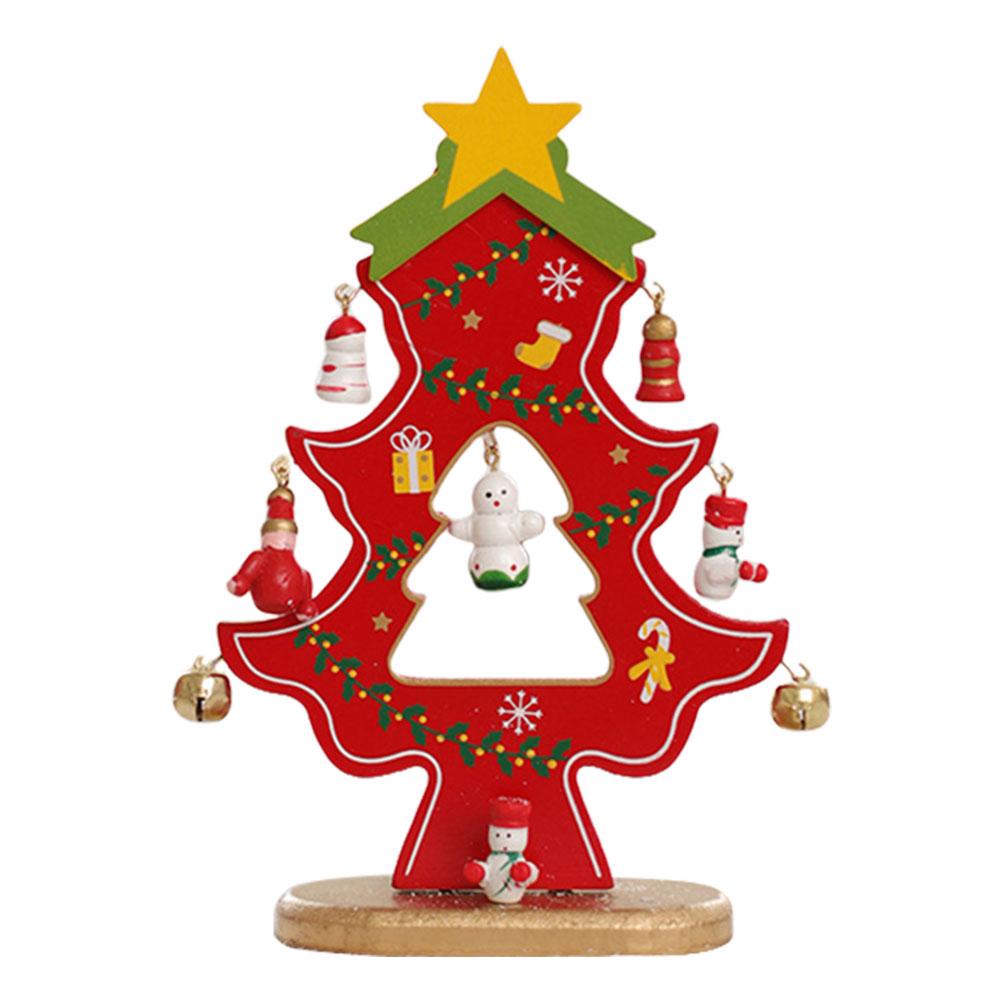 Деревянные DIY Мини елочные украшения Рождественские елки Настольные украшения для Рождества Домашний настольный камин Декор