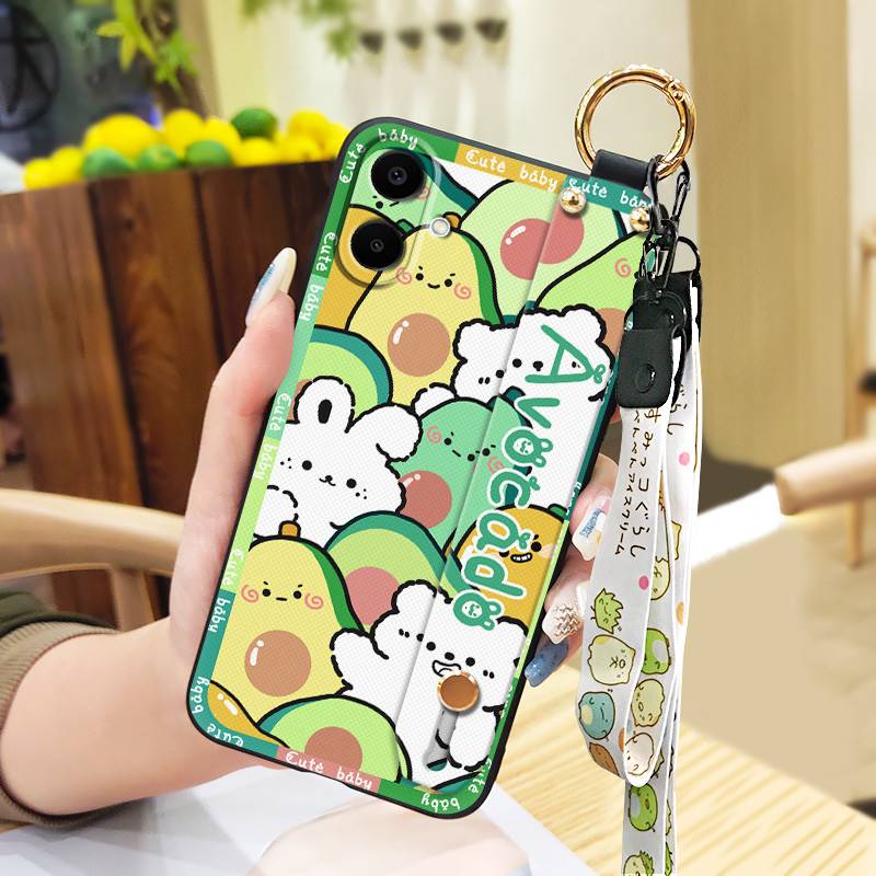 Anti-knock Wristband Phone Case For Samsung Galaxy A07 Fashion Design Wrist Strap Durable Shockproof Soft Case Cartoon