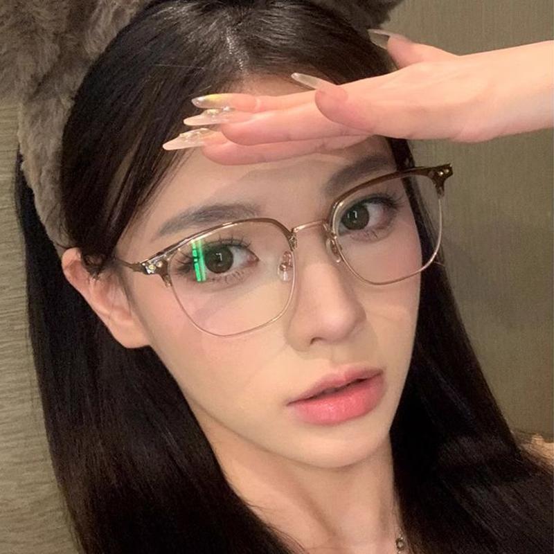 3Pcs Half Frame Glasses Skin Brightening Blue Light Blocking Ultra Light Fashionable High-Quality Minimalist Unique Glasses
