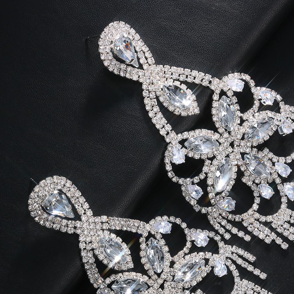 Гламурные разноцветные серьги с кисточками со стразами, серьги с цветами и кристаллами, длинные висячие серьги, женские модные украшения