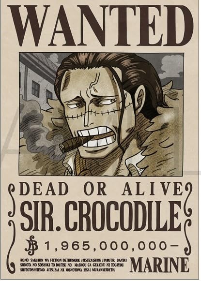 One Piece Crocodile Wanted Poster Billion Yen Official Navy Wanted Poster Official Merchandise 1.965