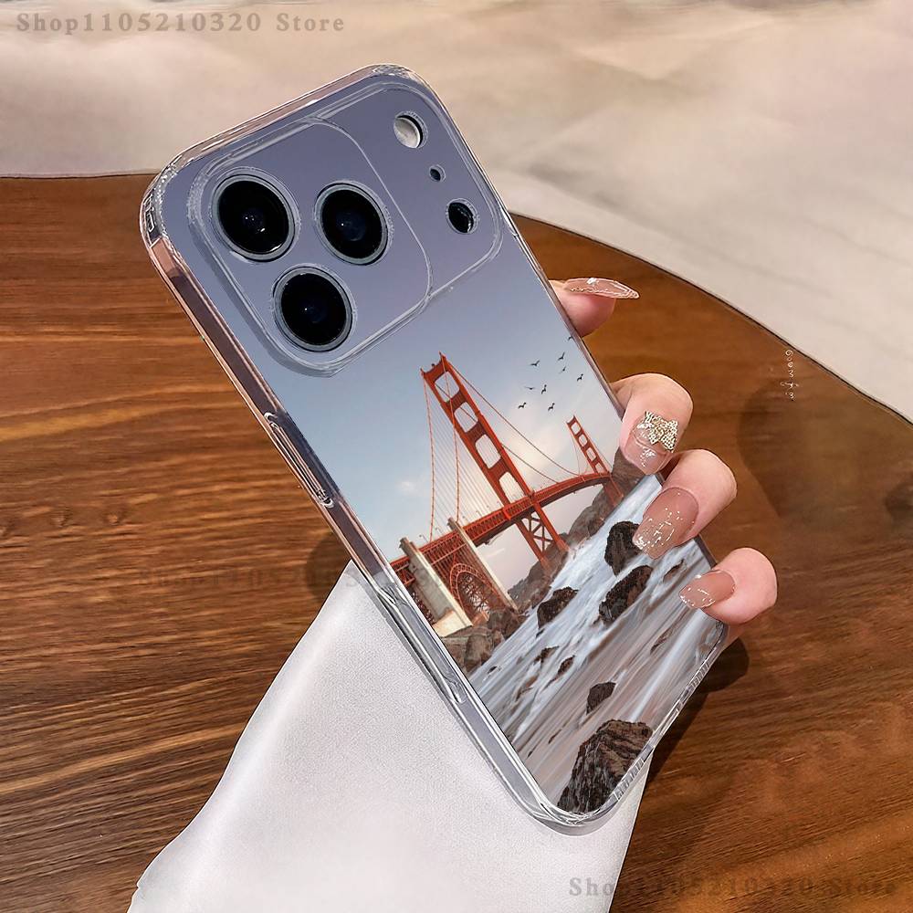 USA Golden Gate Bridge Phone Case For iPhone 17,16,11,15,13,14,12,Air,Mini,Plus,Pro,Max,Plus,E Clear Soft Shell