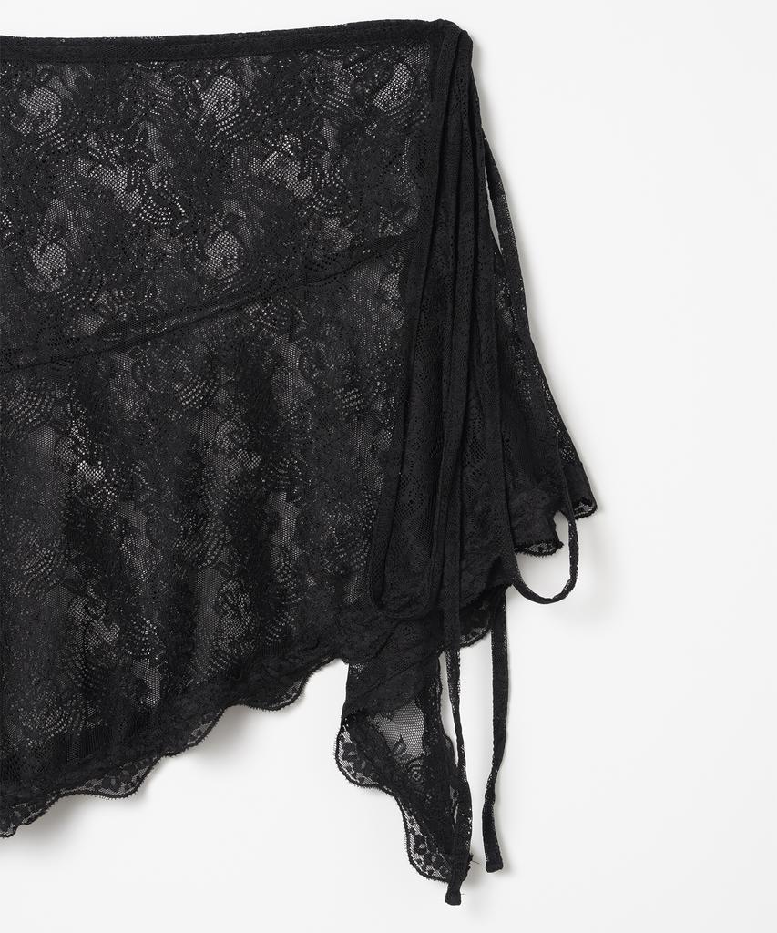 Milo Woman Lace Trimmed Wrap Skirt [Black]