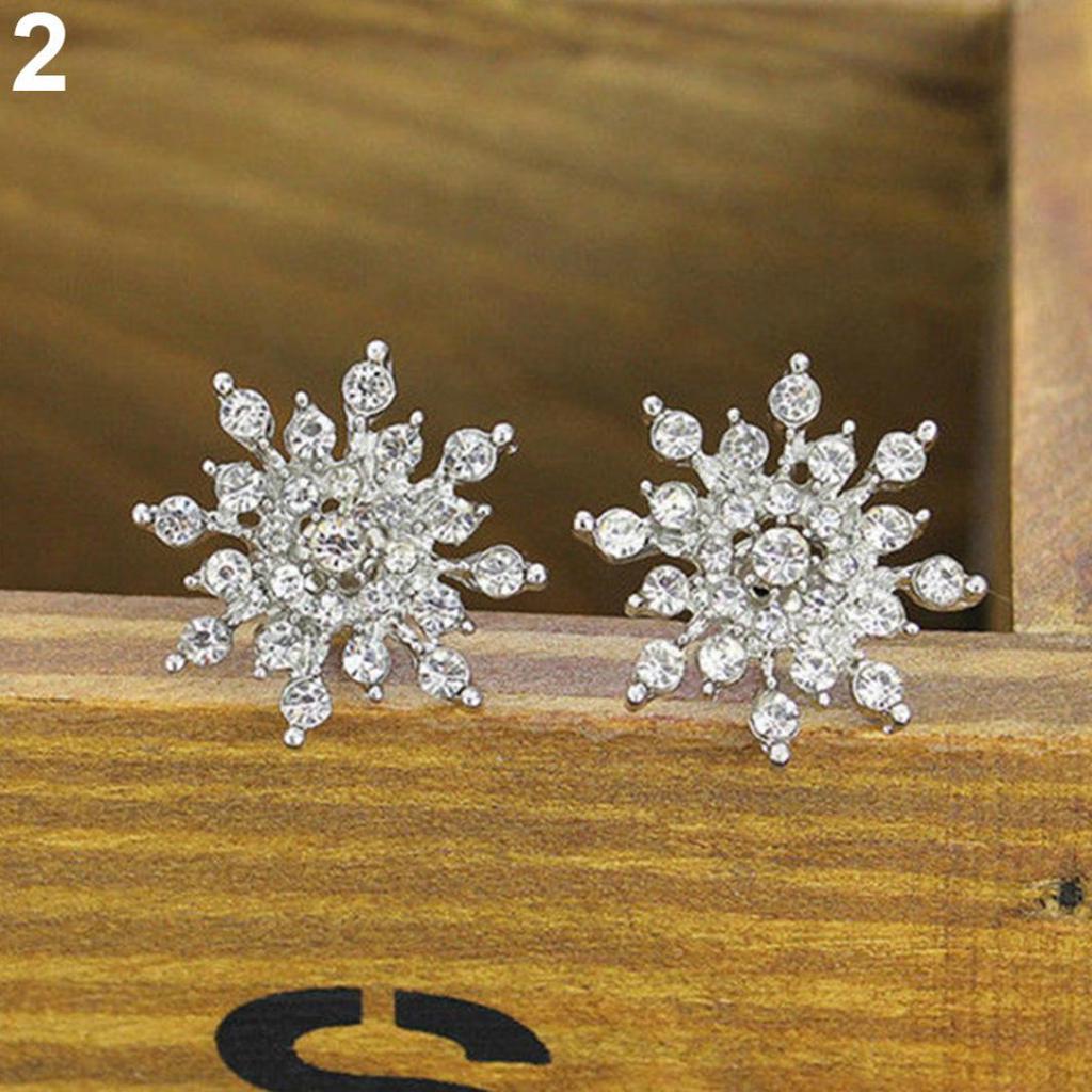 Women's Fashion Jewelry Elegant Rhinestones Snowflake Ear Studs Earrings Gift