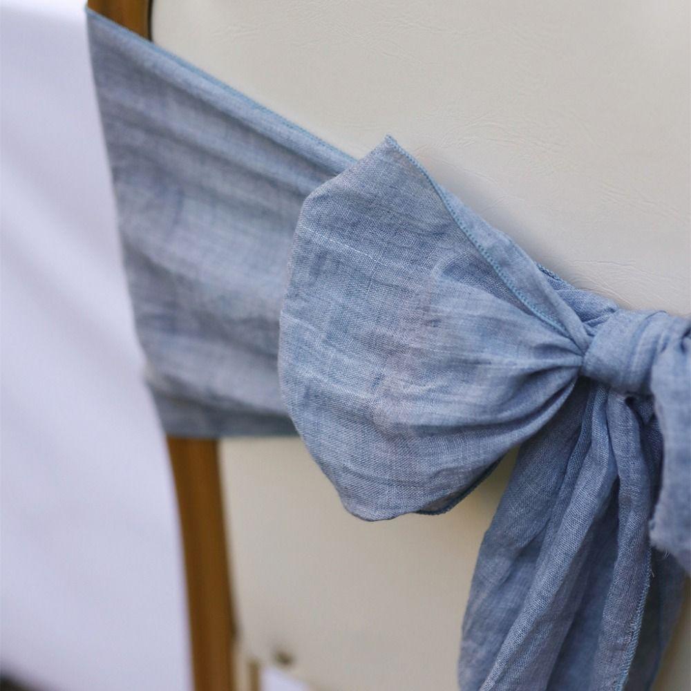 2Pcs Rustic Chair Sashes Cheesecloth Overlock Tulle Chair Ties 11 Colors Elegant Chair Decorative Bows Banquet Events