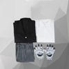 4pcs Sets Anime Demon Slayer Cosplay Kimetsu No Yaiba Enmu Cosplay Costume Black Uniform Suit Halloween Carnival Outfits Shirt+Cloak+Pants+Gloves