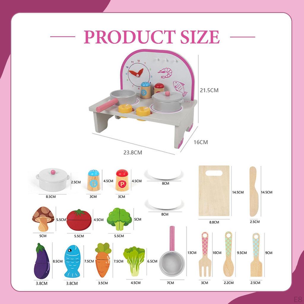 Playset Cooking Birthday Gift Kindergarten DIY Model Preschool Realistic Pretend Play Wooden