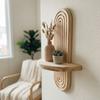 Oval Threaded Arched Floating Shelf Natural Artistic Wooden Stand Boho Style Rack  Plant Decorative